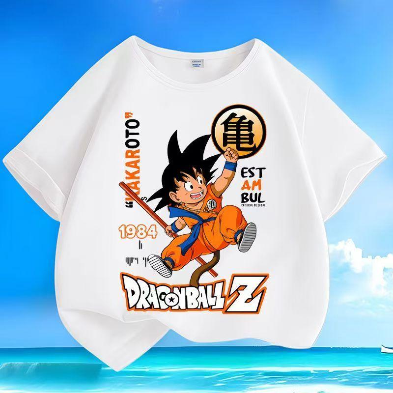 Children's Polyester T-shirt, Dragon Ball Z Goku printed T-shirt, casual short-sleeve top suitable for boys and girls.
