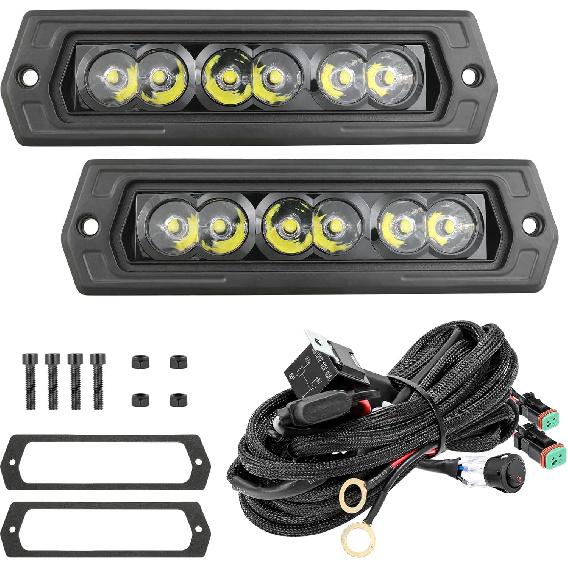 YCHOW-TECH Flush Mount LED Light Bar 2PCS 7 Inch 120W CREE LED Pods Spot Beam Backup Driving Lights Fog Lamp Reverse Bumper Light Grill Mount