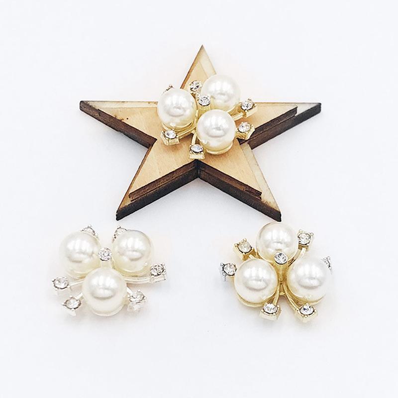 10Pcs Diy Flower Rhinestones Pearl Button Wedding Decoration Sewing Decor Craft