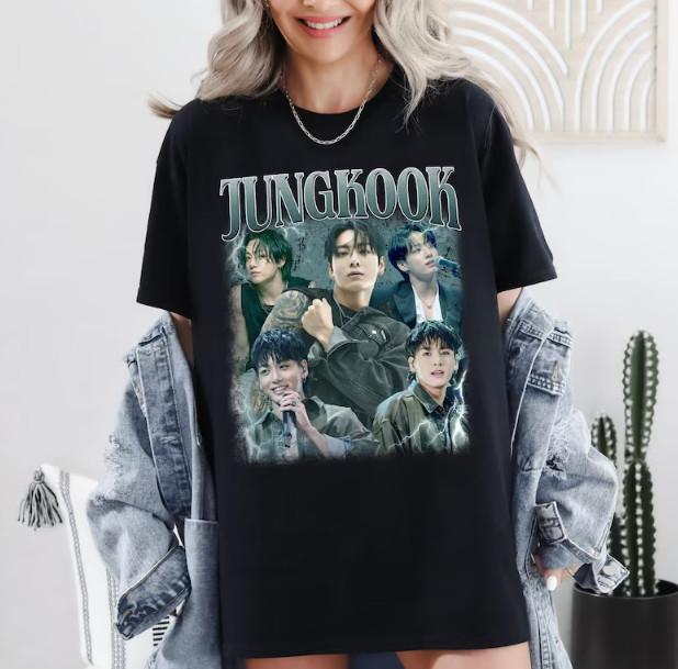 Ретро-футболка с графикой Jungkook, Винтажная K-pop футболка