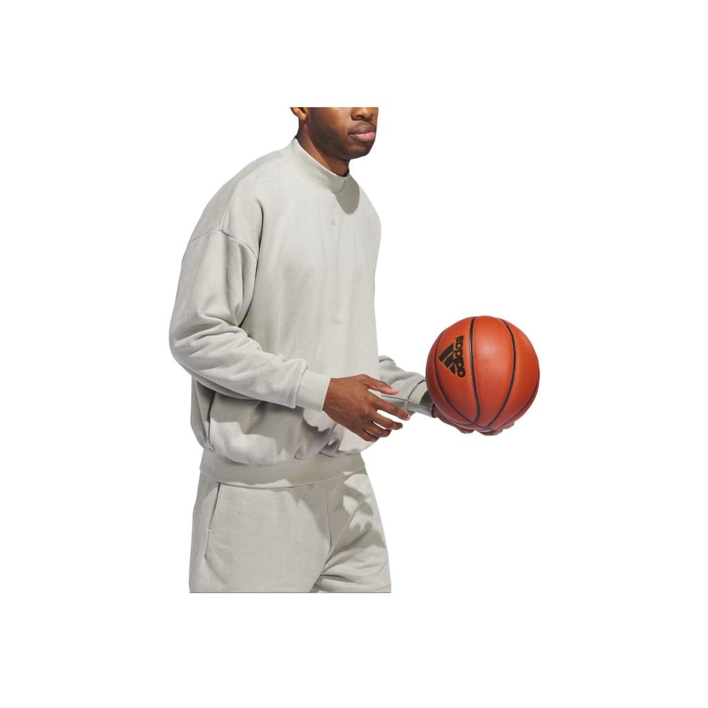 Adidas 2024 Collection Chapter Solid Color Logo Print Crew Neck Sweatshirt Unisex Tops Sesame IN7698