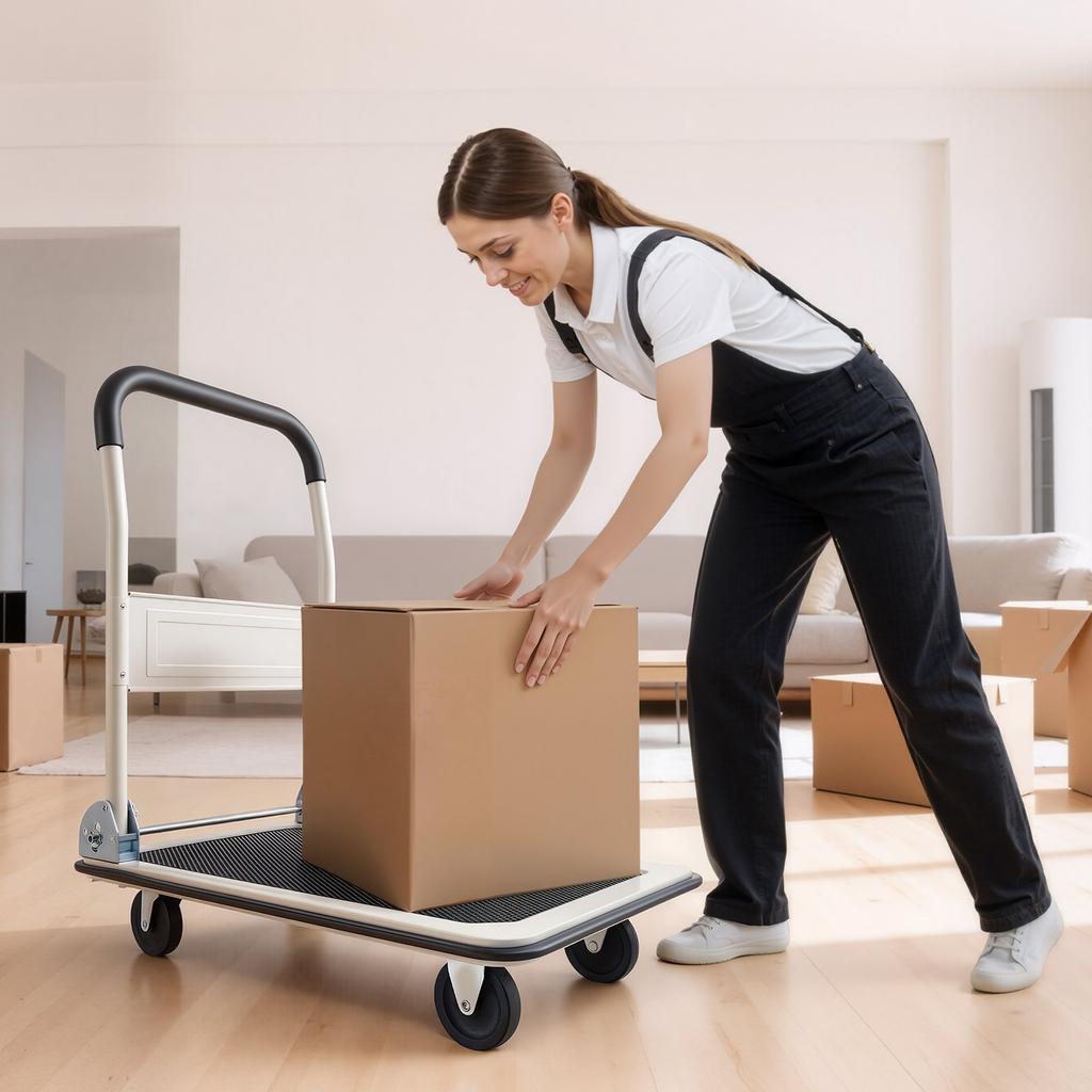 VEVOR Foldable Push Cart Dolly, 330 lbs Load Capacity, Folding Platform Truck with Swivel Wheels, Moving Platform Hand Truck Flatbed Cart