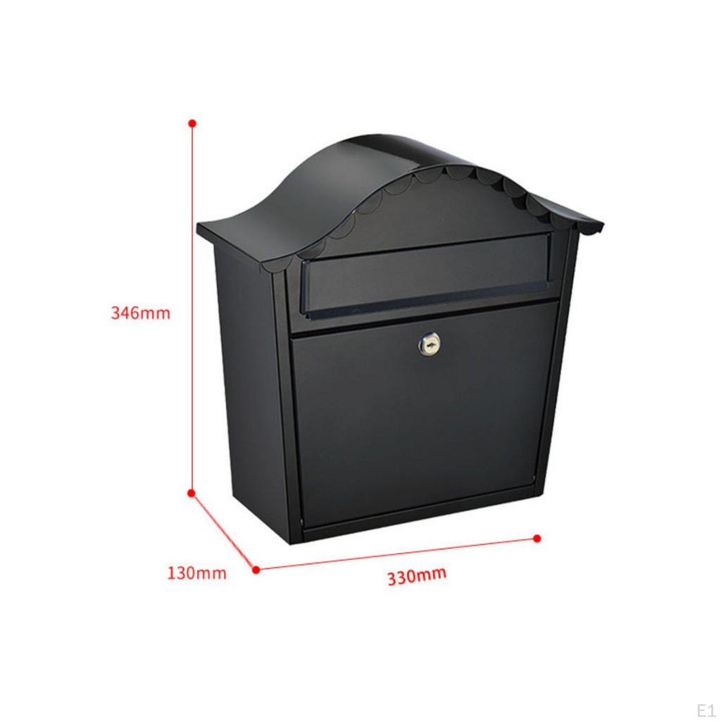 WallMounted Locking Mailbox Lockable Rainproof Secure Metal Mail Box for