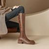 Женские туфли до колена с круглым носком и средним каблуком, женские длинные сапоги в стиле ретро, шикарный и элегантный тренд качества Gyaru 2024, новый готический стиль