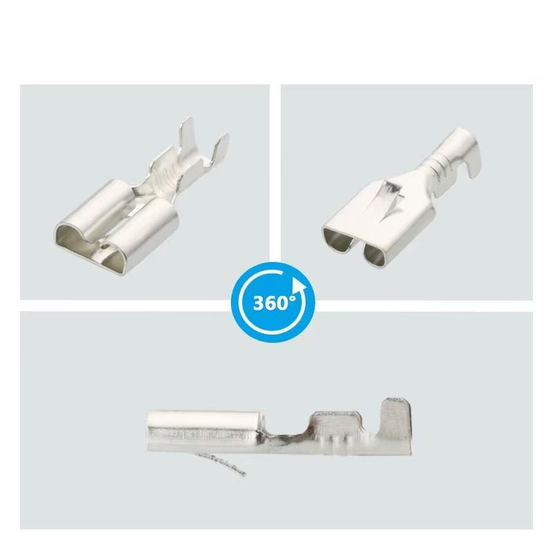 T090F 6.3 flat plate barbed plug spring A-pin automotive relay socket wiring copper terminal DJ623-E6.3A