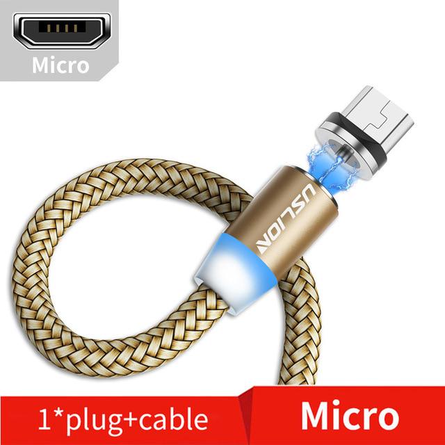 USLION 3M Magnetic Micro USB Cable For Samsung Android Phone Type-c Charging For iPhone Charger Cord