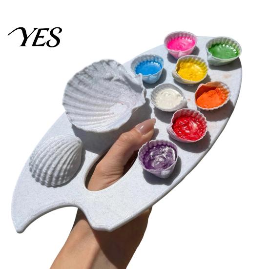 Unique Shaped Paint Mixing Tray Ceramic Seashell Palette, Portable Art for Watercolor Oil Palette Shell Design Acrylic, Creative Ocean Color