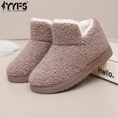Новая зимняя женская мода Плюс бархат Теплые высокие кеды на толстой подошве Хлопковые туфли Нескользящая мягкая подошва Верхняя одежда Меховые хлопковые ботинки