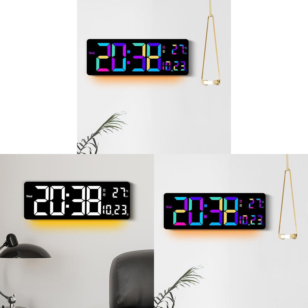Цифровые настенные часы с RGB-подсветкой Современный декор для гостиной Экстрабольшой дисплей
