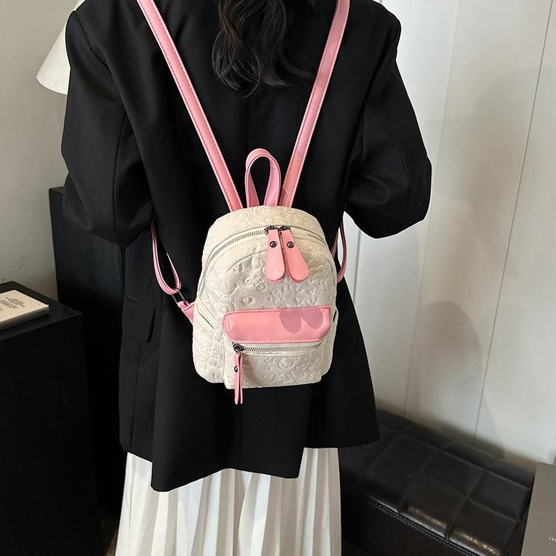 Bag 2025 new fashion travel women's bag small bag retro small backpack niche contrasting color suede backpack