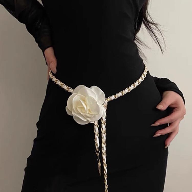Премиальная цепочка на талию с цветком Женское платье Пояс для талии Тонкий ремень Украшение Модный