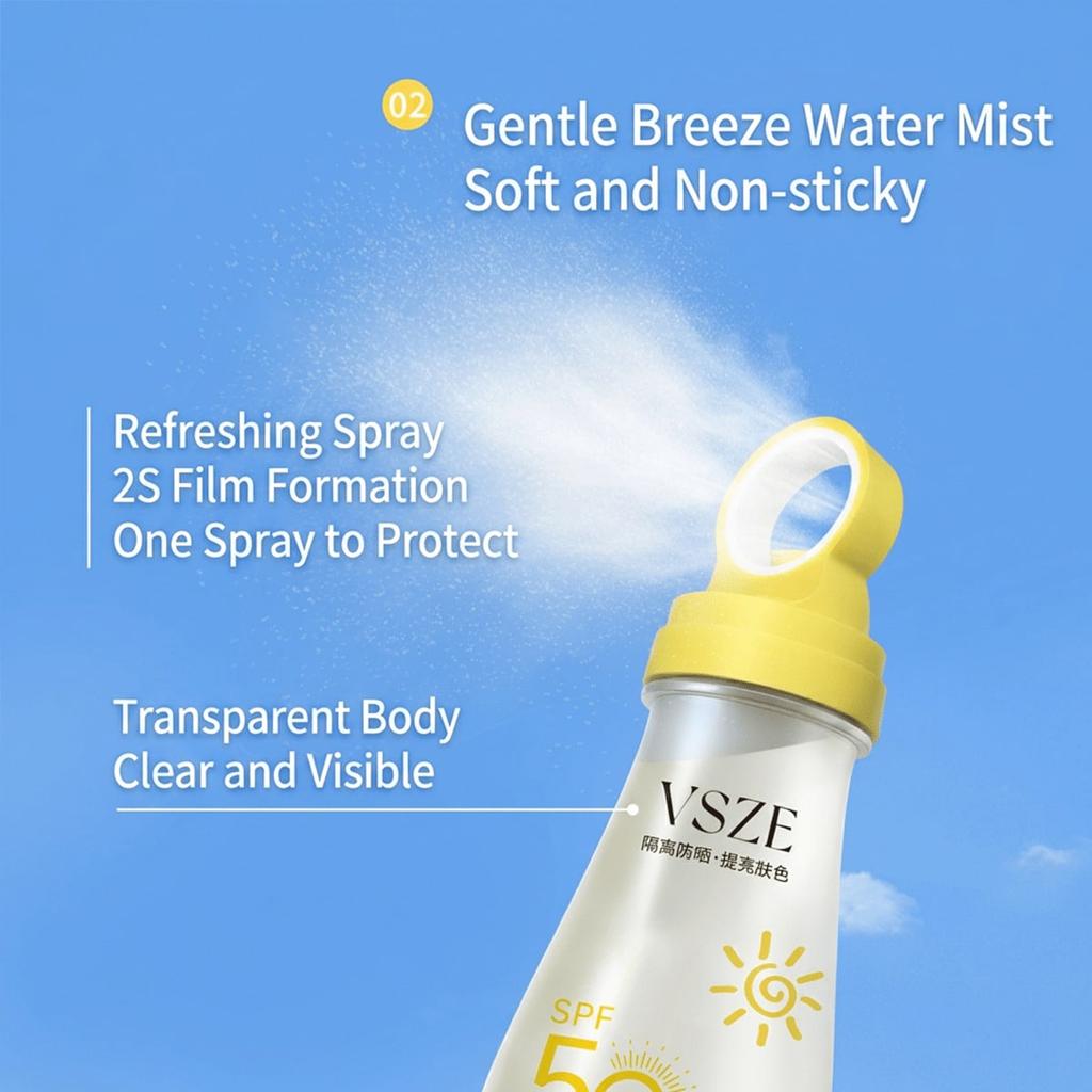 Солнцезащитный спрей SPF 50, 10-кратная УФ-защита, Освежающий, Водостойкий, Устойчивый к поту, Нежирный, Костюм