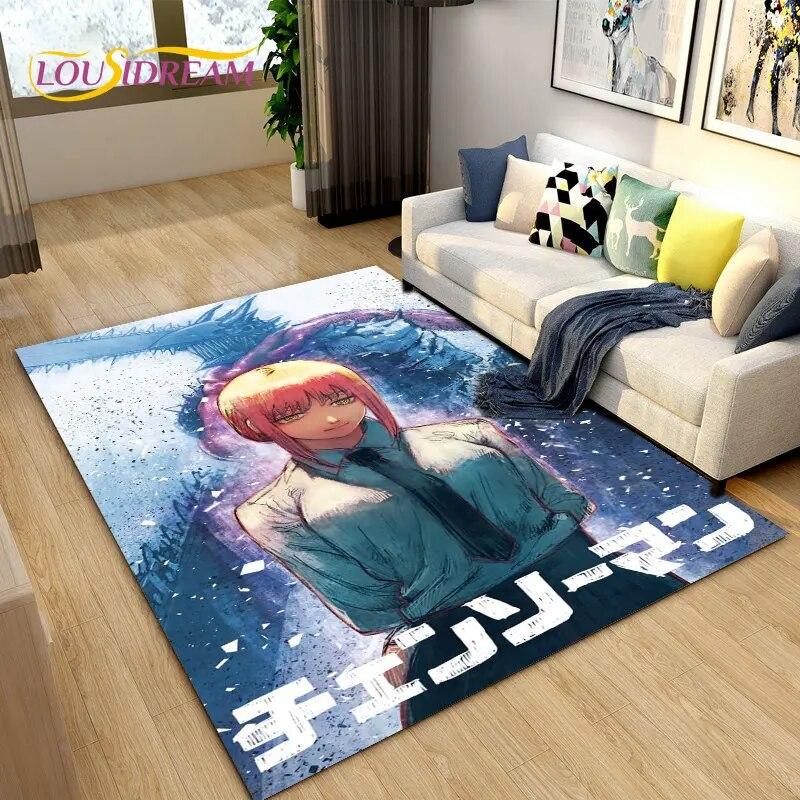 3D Chainsaw Man Anime Denji Cartoon Area Rug, ковер для гостиной, спальни, дивана, коврика, украшения, детский нескользящий напольный коврик