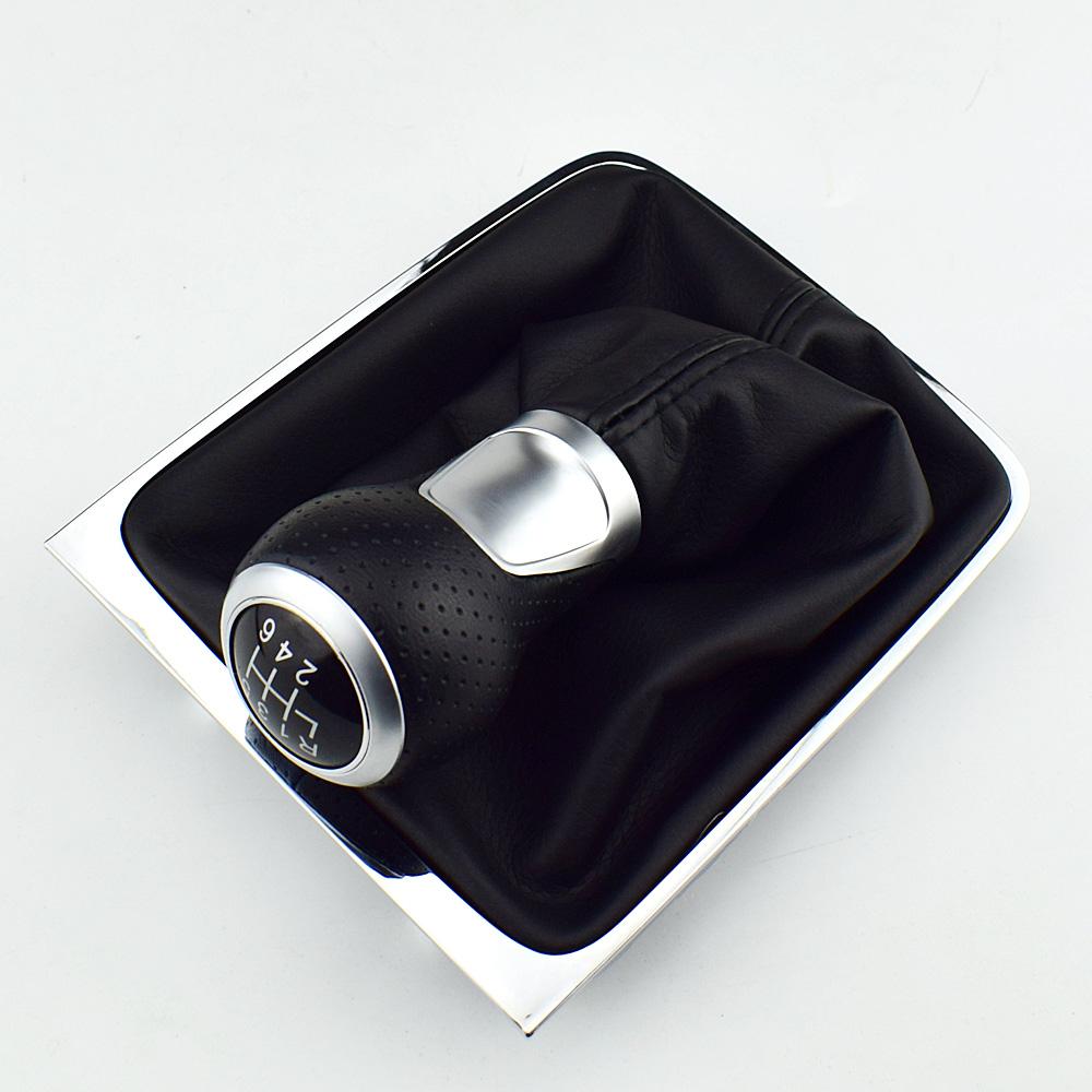 5 6 Speed Gear Head Black Shift Knob Gear Knob Boot Gaiter Frame For Volkswagen VW Passat B6