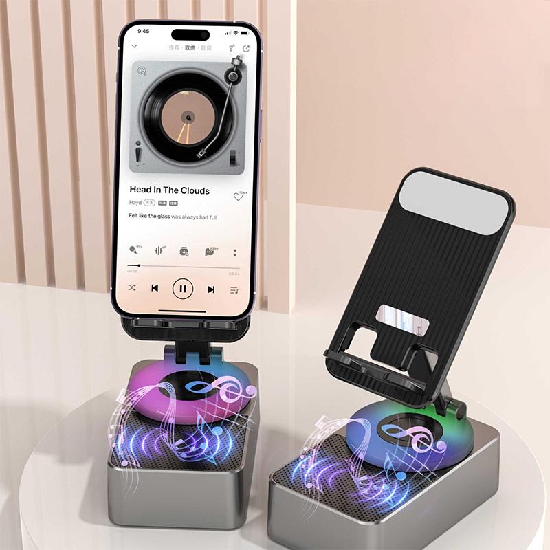 Подставка для мобильного телефона с Bluetooth-совместимым динамиком, регулируемая, портативная, настольная, складная, для прямых трансляций, ленивая, противоскользящая