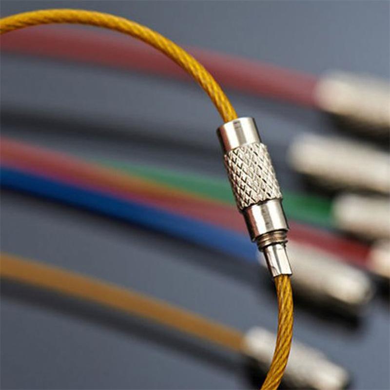 1 Pcs Key Holder Outdoor Tools Wire Keyrings Cable Rope Screw Locking Key Chain