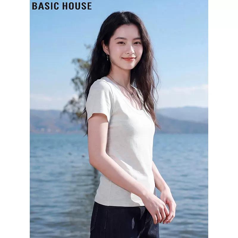 Базовая женская футболка Basic House с U-образным вырезом и коротким рукавом
