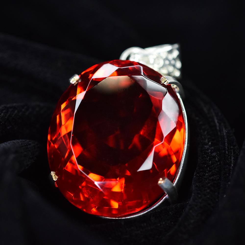 101 Ct Natural Red Topaz Oval Cut Certified 925 Sterling Silver Pendant For Gift
