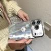 Блестящая серебристая оправа для линз со стразами, Глянцевый Люкс Эстетика Чехол для телефона для iPhone 17 16 15 14 11 12 13 Pro Max Plus Задняя крышка