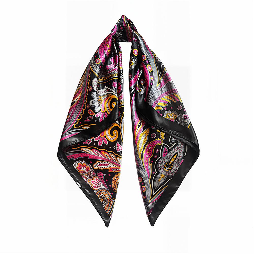 90cm Cashew-print scarf for women, headscarf, faux silk, two-tone print, large scarf