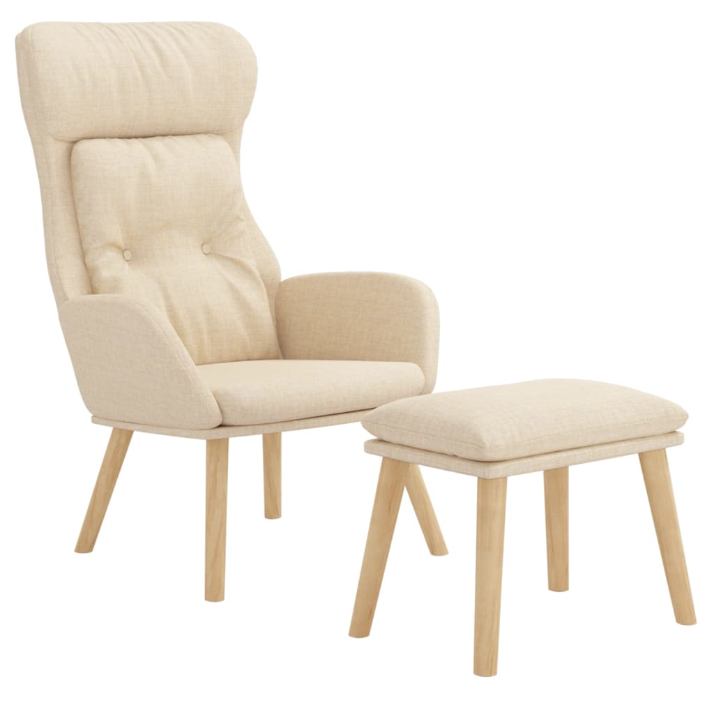 Cream Fabric Recliner with Footstool