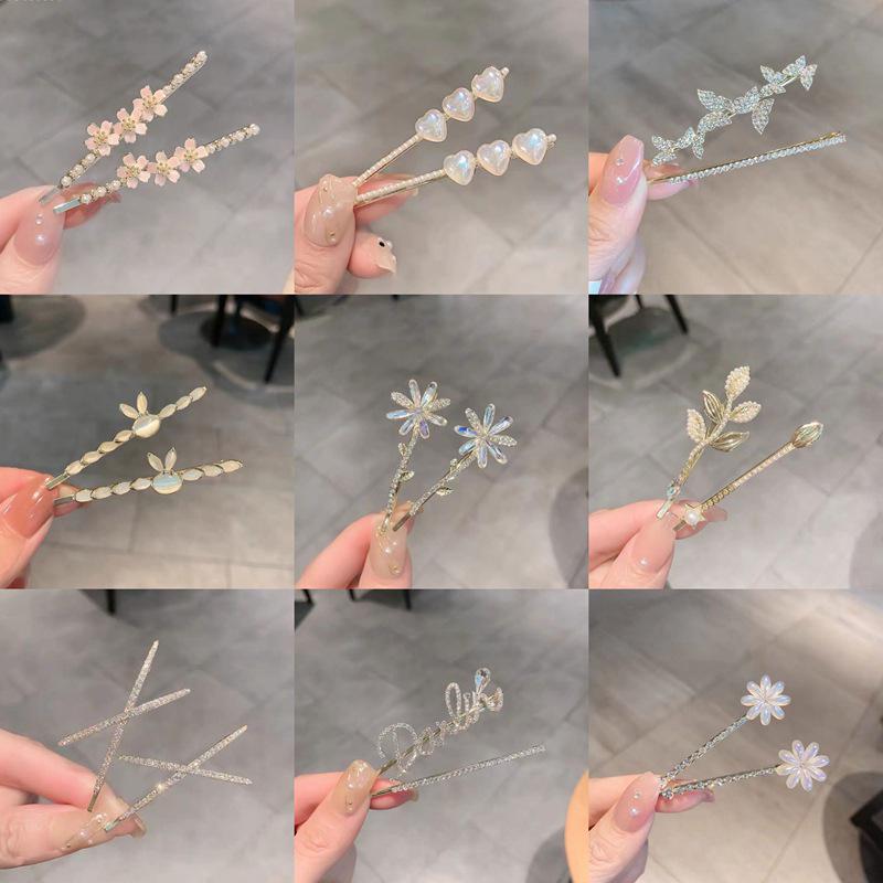 Жемчужная заколка для волос с цветком из страз «Кошачий глаз» - Элегантная боковая заколка для челки и пушистых волос