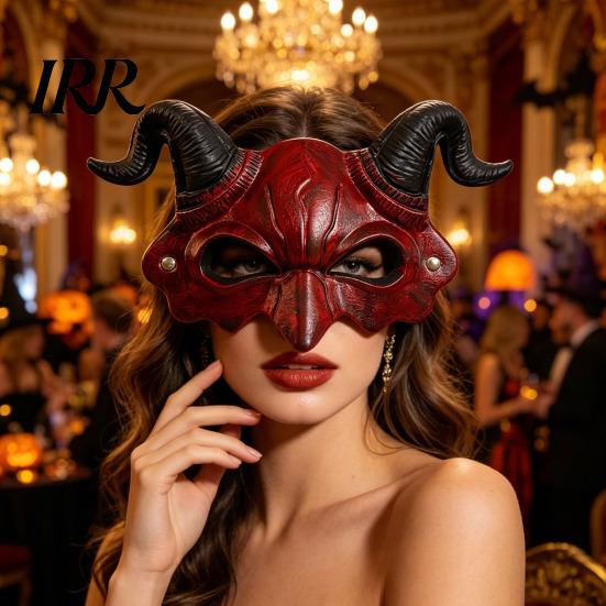 Soft Foam Demon Mask Horn Mask, Halloween Devil Head Cosplay Prop, Masquerade Half Face Party Horror Costume Accessory, Carnival Trick or Treat