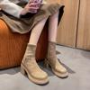 Autumn and Winter Footwear Plus Size Comfortable Soft-soled Thick-heeled Short-sleeved Women's Boots and Shoes