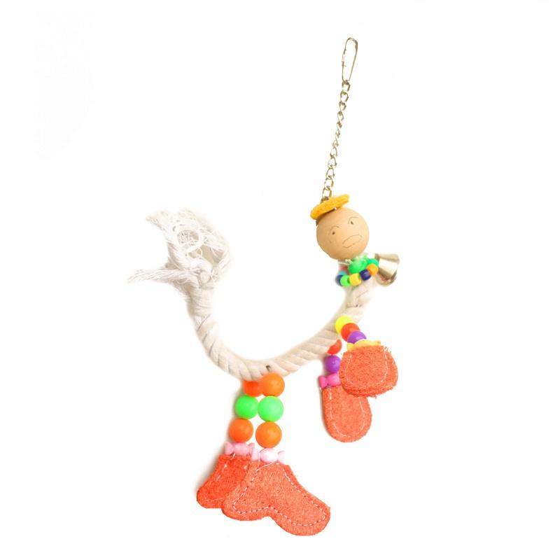 Eco-Friendly Modern Wood Chewing Bird Toys for Parrots with Bells and Swing-Colorful Cage Accessories