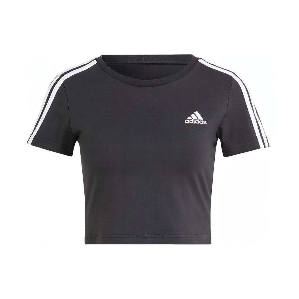 Adidas Футболка Essentials с 3 полосками, женские топы, черные IR6111