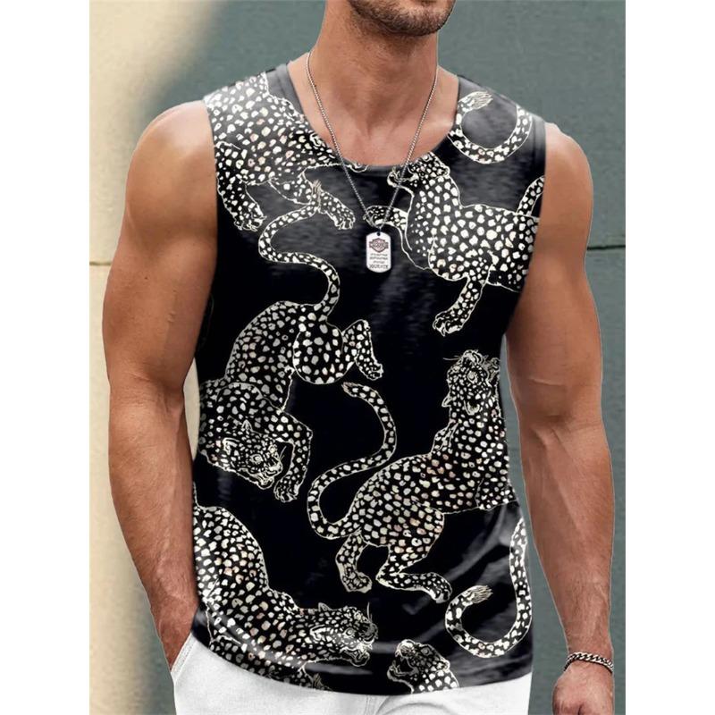 Летний топ с круглым вырезом, 3D-принтом с животным узором, модный, повседневный, женская майка без рукавов