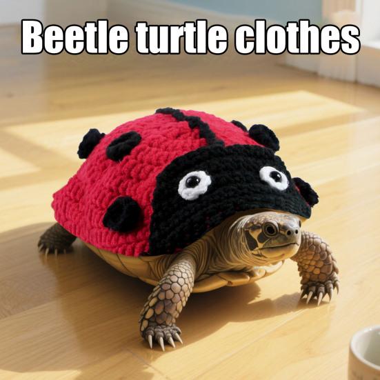 Knitted Turtle Outfit Warm Ladybug Sweater Tortoise Dress-up Costume with Adjustable Strap for Pet Turtle Halloween Party Cosplay Photo Shoot Prop