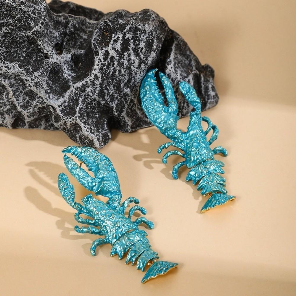 Metal Lobster Earrings Large Size Animal Drop Earrings Charm Crayfish Pendant Earrings Casual