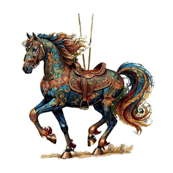2D Horse Hanging Ornament Acrylic Flat Horse Decoration Christmas Tree Ornament for Horse Lovers Equestrian Gifts Holiday Decor