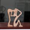 Ручная Резьба по Дереву Фигурка Человека и Собаки Ручная Работа Деревянные Мужчина Женщина Щенячья Статуэтка для Офиса Домашнего Декора Декоративная Скульптура для Любителей Собак