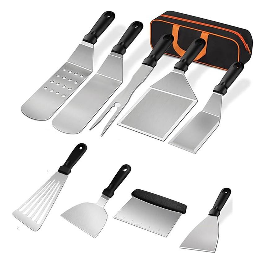 Набор инструментов для барбекю из нержавеющей стали для барбекю на открытом воздухе, лопатка для барбекю, лопатка для приготовления пищи, комбинация тарелок, инструменты для барбекю