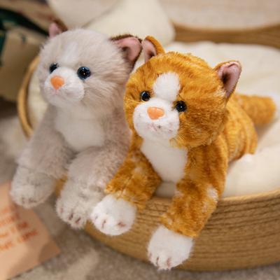 28СМ Милая Имитация Кошки Кукла Плюшевая Игрушка Мягкое Животное Плюшевый Оранжево-Серый Полосатый Котенок Подушка Подарок на День Рождения Игрушки для Питомцев Декор