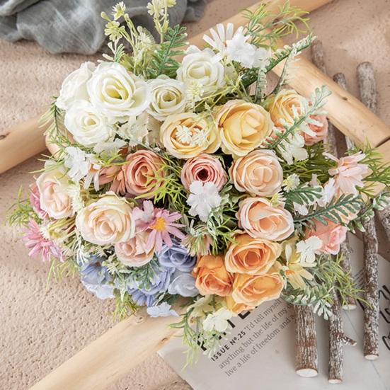 Красивый Искусственный Букет Многослойными Лепестками Красочные Декоративные