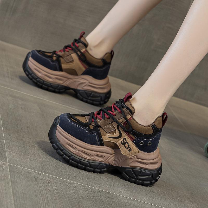 2 Spring New Inner Height Increase and Color Polishing Retro Sports and Leisure Versatile Women's Shoes Small Platform Shoes Women