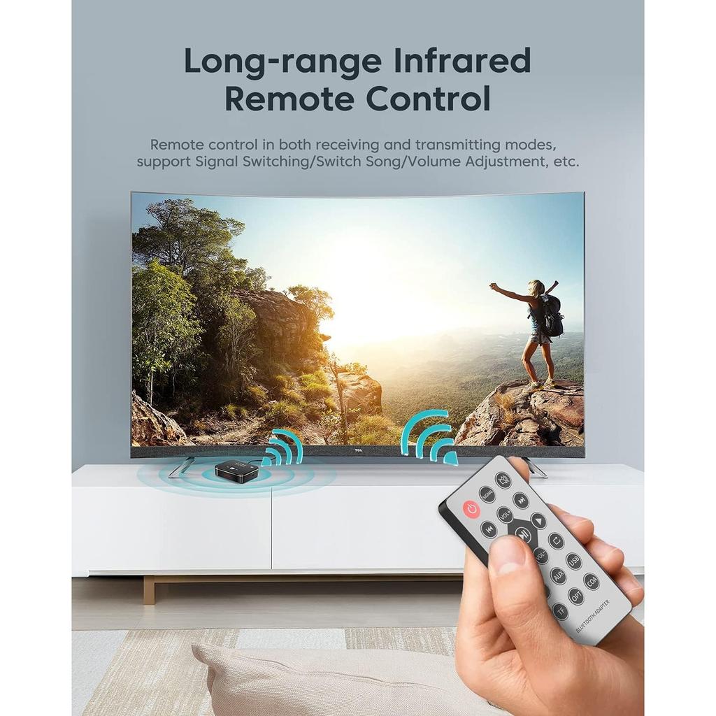 Bluetooth-передатчик 2 в 1, приемник для телевизора, ноутбука, стереосистема, наушники, динамик, кабель RCA/AUX, AptX HD и AptX LL, время воспроизведения 10 часов