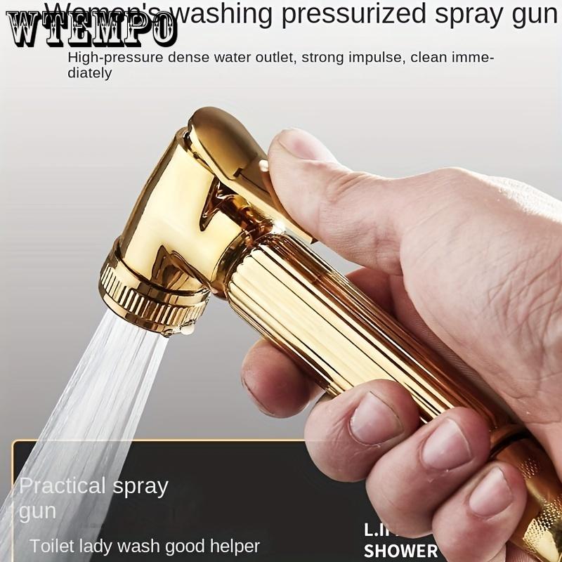 Black Golden 4-Button Shower Set, Home Copper Bathroom Faucet with Handheld Showerhead, Wall-Mounted Shower System with Dual Showerheads