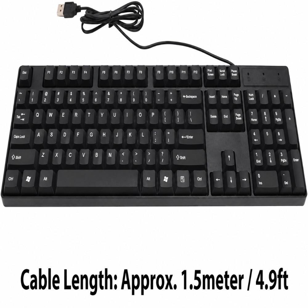 104 Keys Wired Keyboard Plug-and-Play USB Keyboard Ergonomic English Keyboard Office