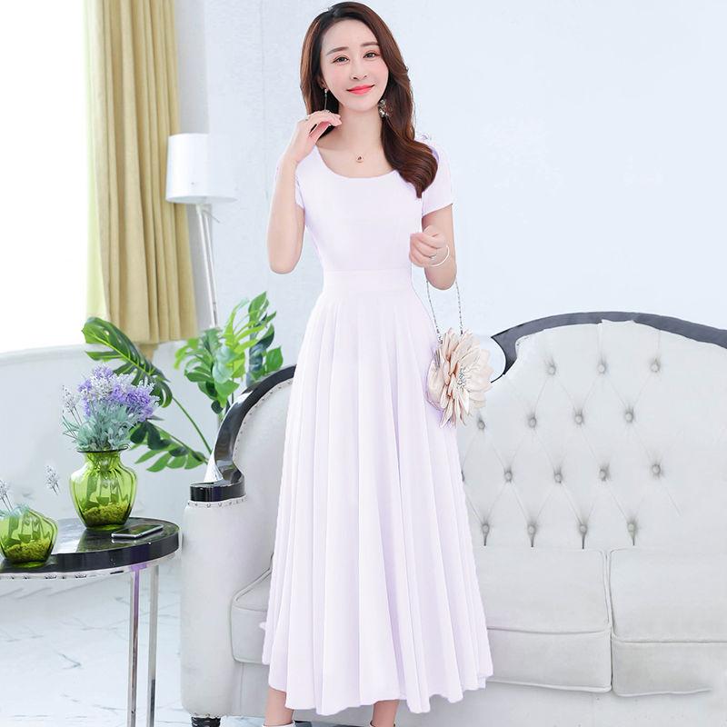 Темпераментное тонкое платье, женская большая шифоновая пляжная юбка, большой размер, длинная танцевальная юбка средней длины, элегантная длинная юбка с темпераментом