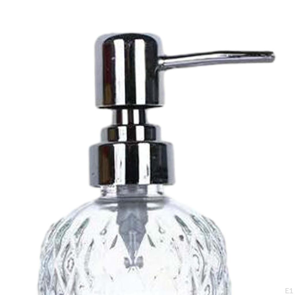 Clear Glass Hand Dish Soap Dispenser with 304 Stainless Steel Pump, Stylish Empty Lotion Dispensers