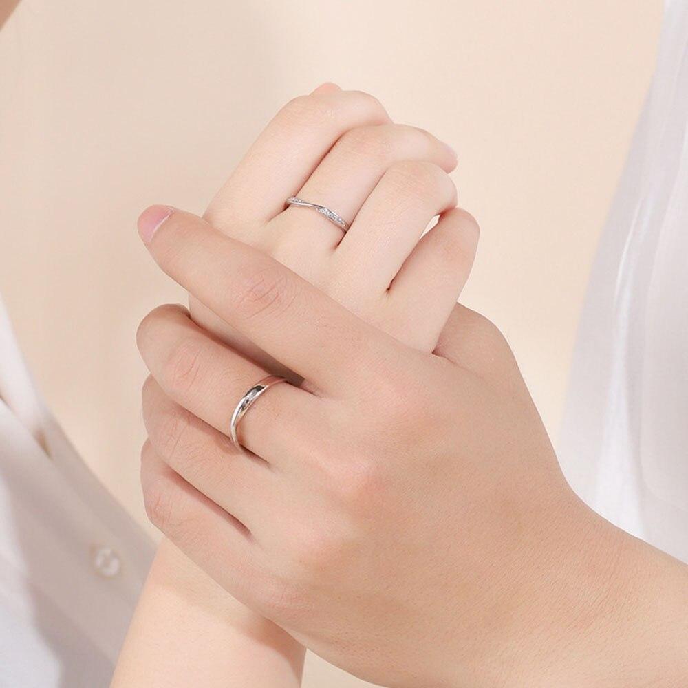 New S925 Sterling Silver Couples Ring Lozenge Micro-set Gem Jewelry Adjustable Pair Lovers Rings Festival Birthday Gift