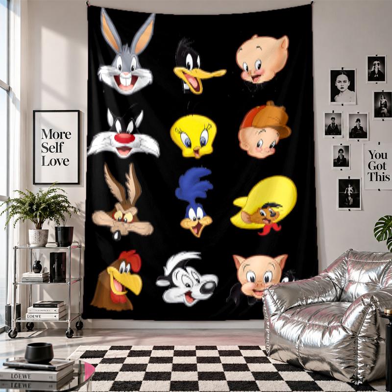 Wall TapestryLooney Tunes Art Hanging Cloth Decorative Background Cover for Room Decoration