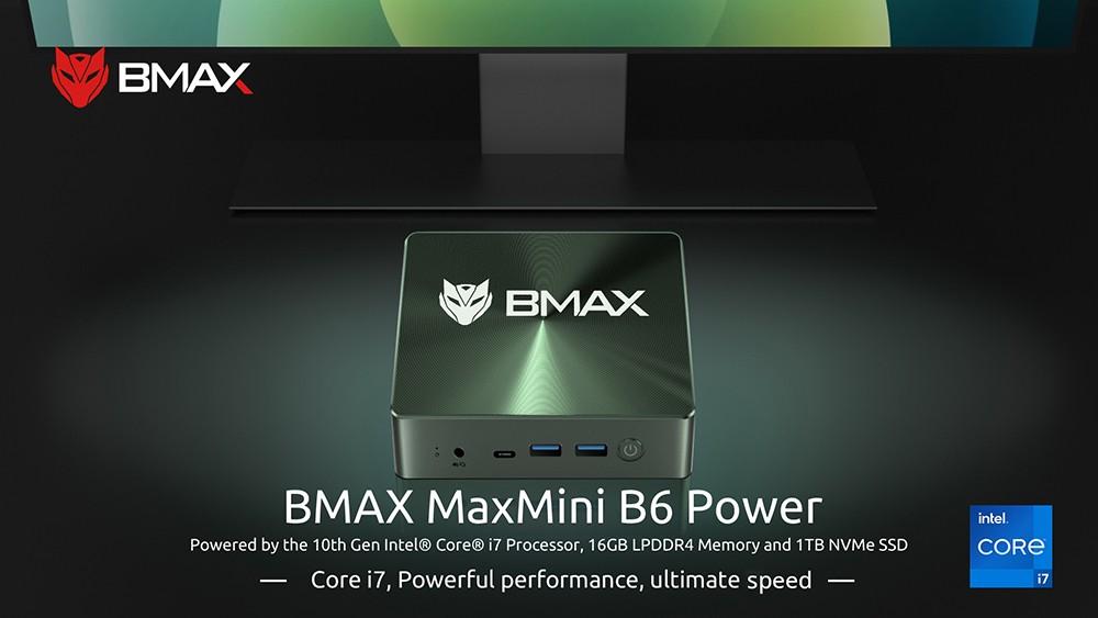 Обновленный:  Мини-ПК BMAX B6 Power Intel Core i7-1060NG7 16 ГБ LPDDR4 1 ТБ SSD Windows 11, 5G WiFi