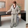 Women's Autumn and Winter Spring and Autumn Casual Hooded Jacket Work Trousers Two-piece Set