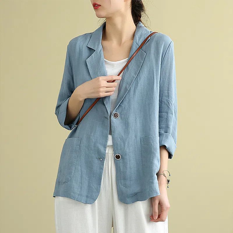 Women's Spring and Autumn Lightweight Cardigan Large Size Casual Suit Jacket Office Coat