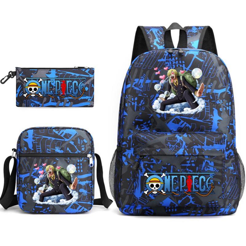 One Piece Anime Backpack Kids School Use Large Capacity Oxford Fabric Dual Shoulder Bag With Padded Straps
